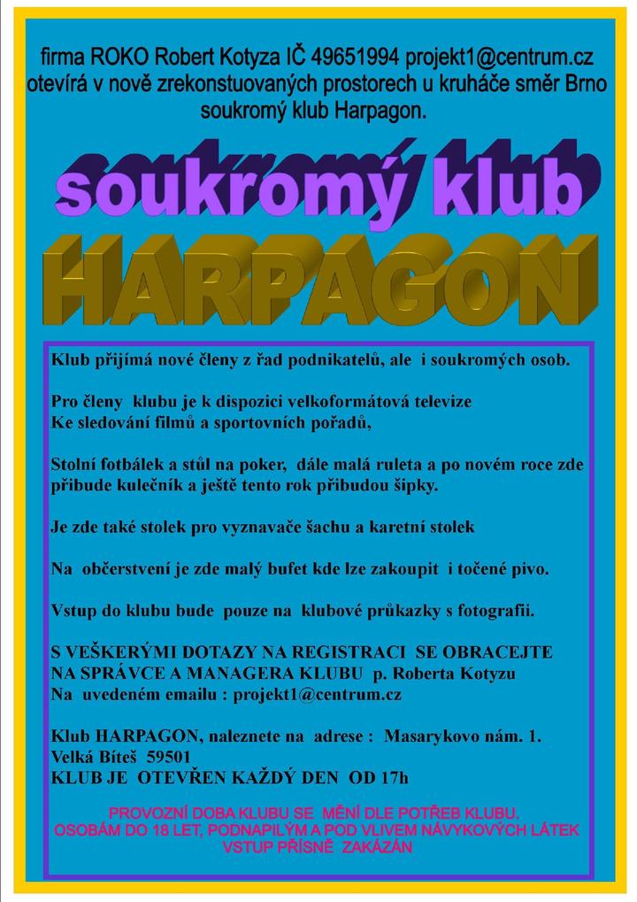 registrace do VIP klubu HARPAGON