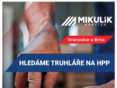 NÁBYTEK MIKULÍK s.r.o. nabízí práci na pozici Truhlář ve výrobě (m/ž) v obci Vranovice