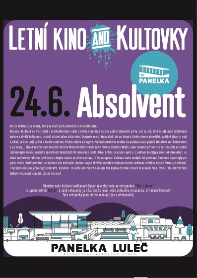 Plakát události LETNÍ KINO & KULTOVKY na Panelce: Absolvent
