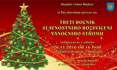 Plakát události Slavnostní rozsvěcení vánočního stromu v Dědicích