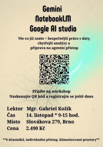 Plakát události Gemini a další nástroje od Google - prakticky, efektivně