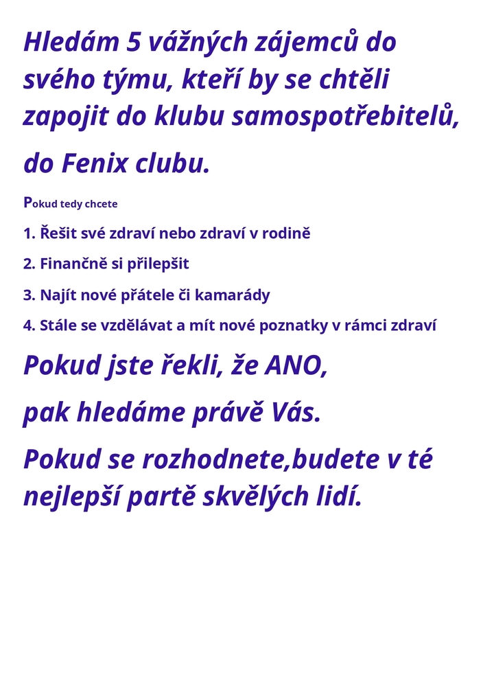 Hledám do svého týmu 5 vážných zájemců
