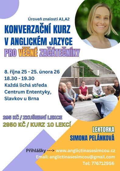 Plakát události Anglický kurz pro věčné začátečníky ve Slavkově u Brna