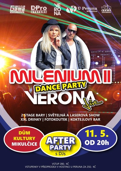 Plakát události MILENIUM 2 Dance party - Verona LIVE