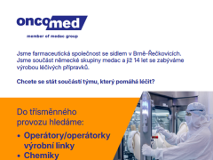 oncomed manufacturing a.s. nabízí práci na pozici Operátor/chemik v obci Brno