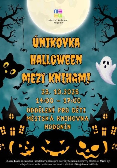 Plakát události Halloween mezi knihami - Únikovka