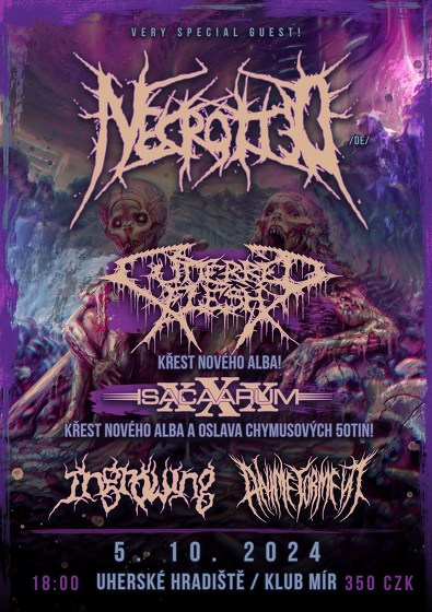 Plakát události Necrotted, Cutterred Flesh, Isacaarum, Ingrowing