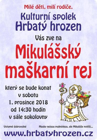 Plakát události Mikulášský maškarní rej s Hrbatým Hroznem