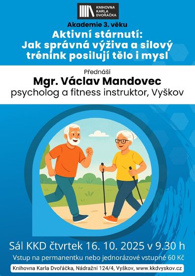 Plakát události A3V: Aktivní stárnutí. Jak správná výživa a silový trénink posilují tělo i mysl