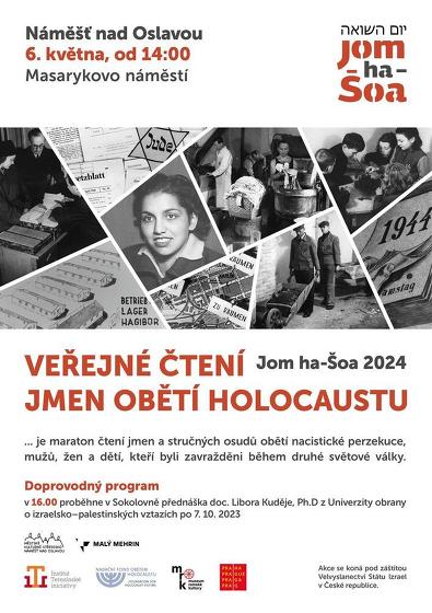 Plakát události Jom ha-šoa v Náměšti nad Oslavou