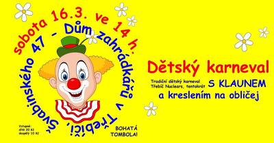 Plakát události Dětský karneval s klaunem a kreslením na obličej