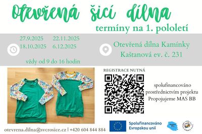 Plakát události Otevřená šicí dílna (termíny na 1. pololetí)