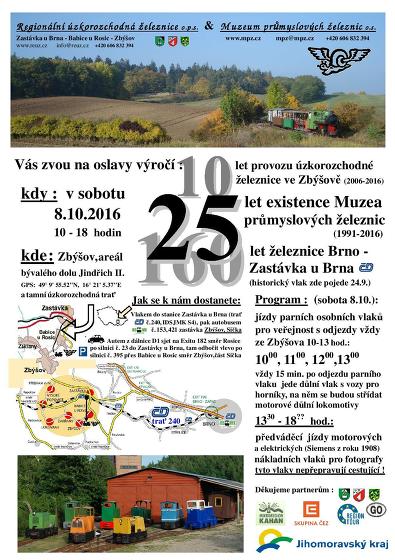 Plakát události 25 let Muzea Průmyslových Železnic