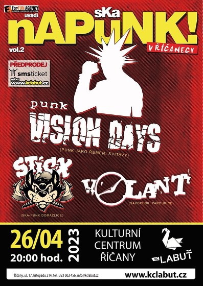 Plakát události nAPuNK! v Říčanech / Vision Days, Volant, Sticx