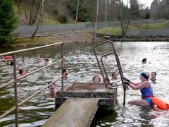 FOTO: Otužilci z Velkého Meziříčí a okolí oslavili Den vody koupelí v ledovém rybníce
