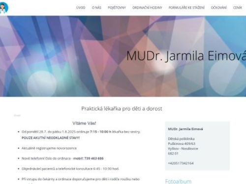 Praktický lékař pro děti a dorost - MUDr. Jarmila Eimová