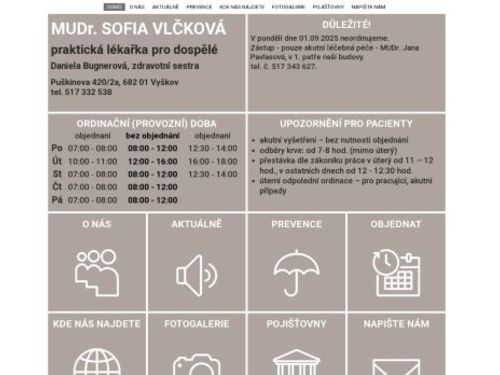 Praktický lékař - MUDr. Sofia Vlčková