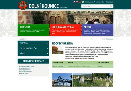 Zobrazit webové stránky Židovský hřbitov v Dolních Kounicích
