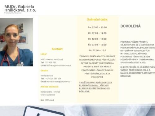 Praktický lékař - MUDr. Gabriela Hniličková