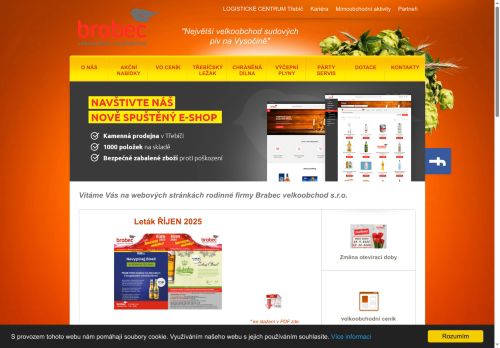 Webové stránky Brabec velkoobchod s.r.o., Třebíč