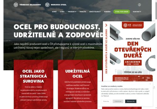 Webové stránky TŘINECKÉ ŽELEZÁRNY, a.s., Kladno