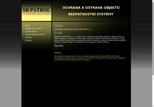 Webové stránky SB PATROL, s.r.o., Mikulov