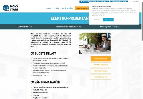 Webové stránky NOVÝ START, personální agentura s.r.o., Třebíč