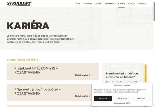 Webové stránky STROJRENT, s.r.o., Velké Němčice
