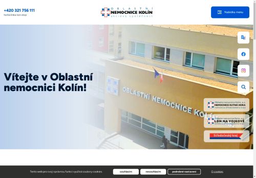 Webové stránky Oblastní nemocnice Kolín, a.s., nemocnice Středočeského kraje, Kolín