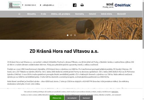 Webové stránky ZD Krásná Hora nad Vltavou a.s., Petrovice