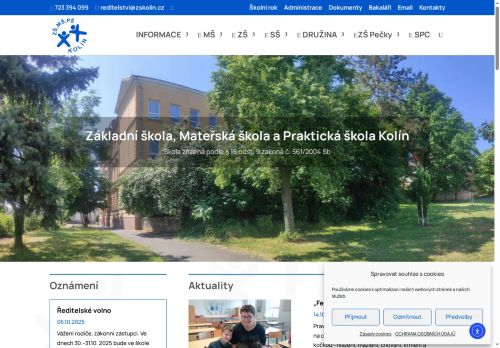 Webové stránky Základní škola, Mateřská škola a Praktická škola Kolín, příspěvková organizace, Kolín