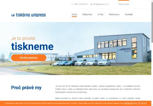 Webové stránky TISKÁRNA UNIPRESS s.r.o., Žďár nad Sázavou