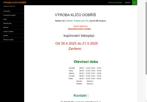 Zobrazit webové stránky Výroba klíčů Dobříš