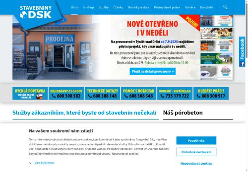 Webové stránky DSK stavebniny s.r.o., Mnichovo Hradiště