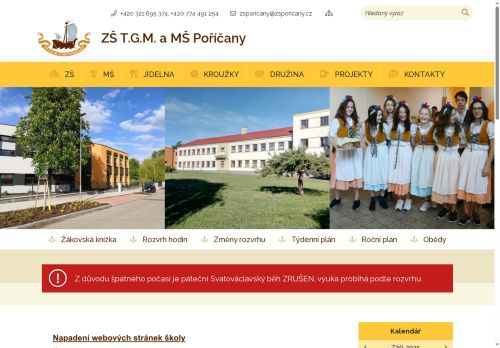 Základní škola T.G.Masaryka a Mateřská škola Poříčany, okres Kolín nabízí práci na pozici Učitel/ka 1. stupně (m/ž) v obci Poříčany