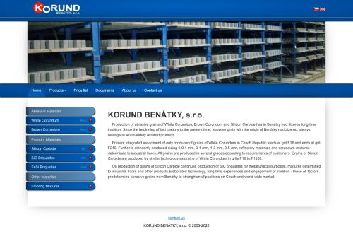 Webové stránky KORUND BENÁTKY, s.r.o., Benátky nad Jizerou
