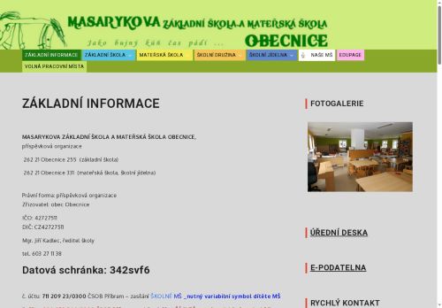 Masarykova základní škola a mateřská škola Obecnice, příspěvková organizace nabízí práci na pozici Asistent/ka pedagoga v obci Obecnice