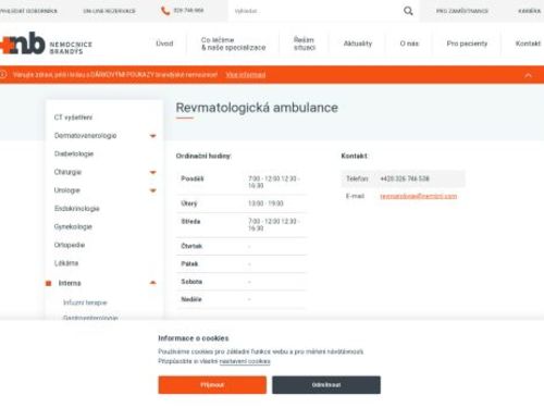 Revmatologická ambulance Nemocnice Brandýs nad Labem