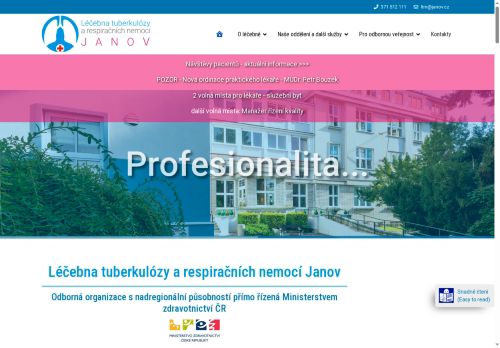 Léčebna tuberkulózy a respiračních nemocí Janov nabízí práci na pozici Interní auditor (m/ž) v obci Mirošov