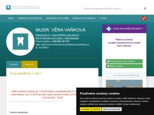Zubní ordinace - MUDr. Věra Vaňková