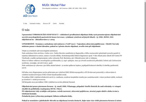 Zobrazit webové stránky Neurologická ambulance - AD centrum - MUDr. Michal Fišer