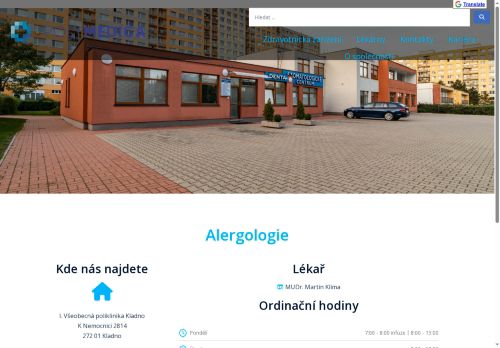 Zobrazit webové stránky Alergologie - I. Všeobecná poliklinika Kladno - MUDr. Klíma
