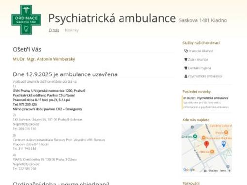 Psychiatrická ambulance - Ordinace Saskova - MUDr. Mgr. Antonín Wimberský