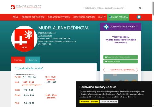 Zobrazit webové stránky Praktický lékař pro děti a dorost - MUDr. Alena Dědinová