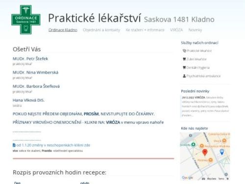 Praktický lékař pro dospělé - Ordinace Saskova - MUDr. Petr Štefek, MUDr. Nina Wimberská
