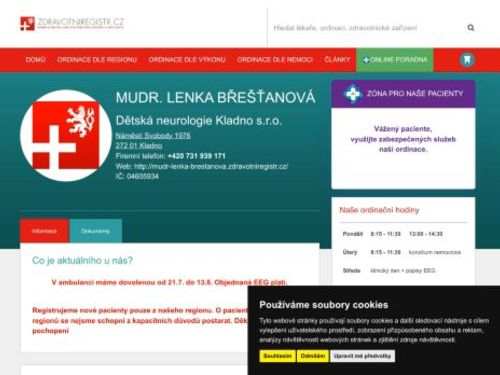 Dětská neurologie - I. Všeobecná poliklinika Kladno - MUDr. Lenka Břešťanová