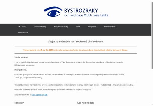 Zobrazit webové stránky Oční ordinace BYSTROZRAKY - MUDr. Věra Lehká