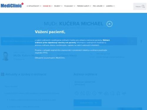 Praktický lékař pro dospělé - MediClinic a.s. - MUDr. Michael Kučera