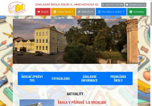 Webové stránky Základní škola, Kolín V., Mnichovická 62, Kolín