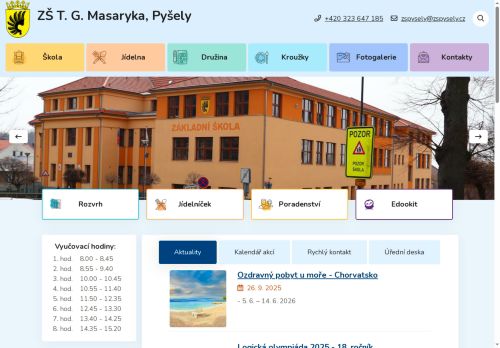Základní škola T. G. Masaryka nabízí práci na pozici učitel - učitelka pro 2. stupeň ZŠ v obci Pyšely